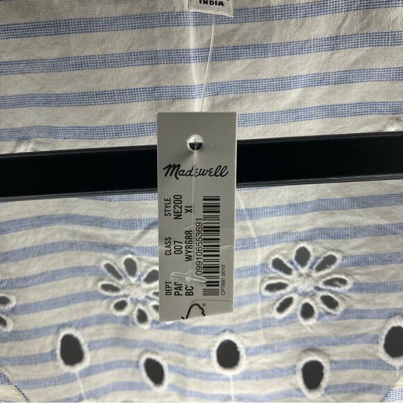 NWT MADEWELL Eyelet Button Front Shirt in Stripe Blue White XL - Picture 4 of 6